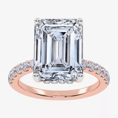 Womens 5 1/2 CT. T.W. Lab Grown White Diamond 14K Rose Gold Side Stone Engagement Ring