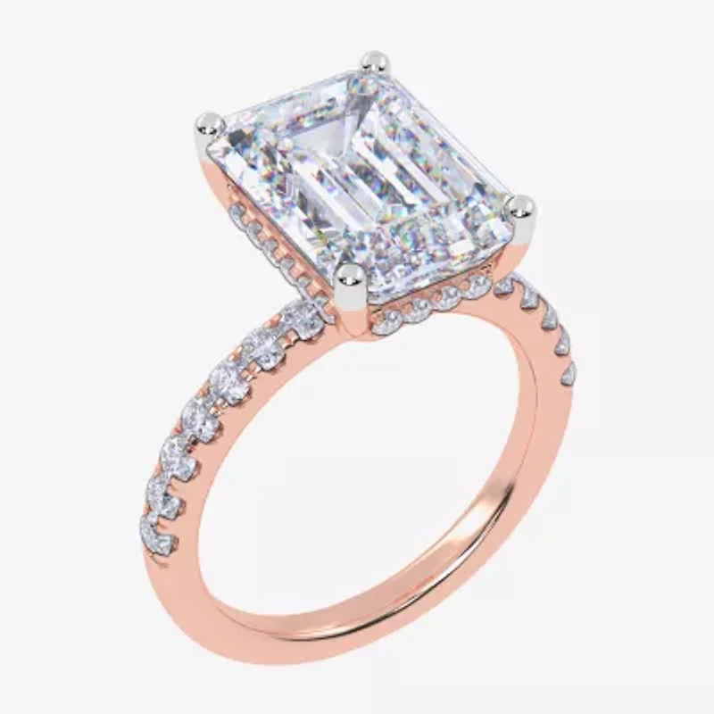 Womens 5 1/2 CT. T.W. Lab Grown White Diamond 14K Rose Gold Side Stone Engagement Ring