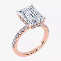 Womens 5 1/2 CT. T.W. Lab Grown White Diamond 14K Rose Gold Side Stone Engagement Ring