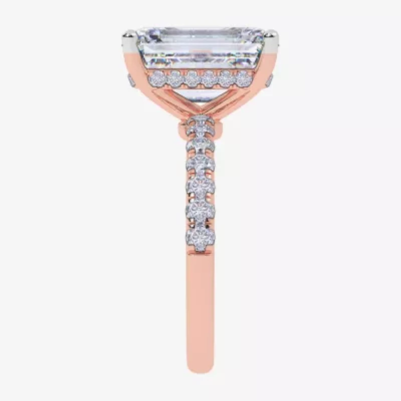 Womens 5 1/2 CT. T.W. Lab Grown White Diamond 14K Rose Gold Side Stone Engagement Ring