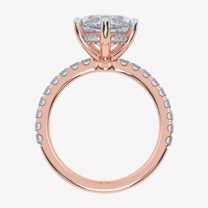 Womens 5 1/2 CT. T.W. Lab Grown White Diamond 14K Rose Gold Marquise Side Stone Engagement Ring