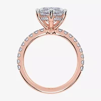 Womens 5 1/2 CT. T.W. Lab Grown White Diamond 14K Rose Gold Marquise Side Stone Engagement Ring