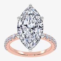 Womens 5 1/2 CT. T.W. Lab Grown White Diamond 14K Rose Gold Marquise Side Stone Engagement Ring