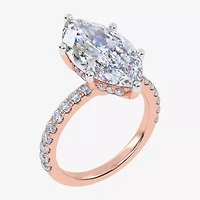 Womens 5 1/2 CT. T.W. Lab Grown White Diamond 14K Rose Gold Marquise Side Stone Engagement Ring
