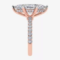 Womens 5 1/2 CT. T.W. Lab Grown White Diamond 14K Rose Gold Marquise Side Stone Engagement Ring