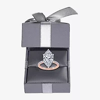 Womens 5 1/2 CT. T.W. Lab Grown White Diamond 14K Rose Gold Marquise Side Stone Engagement Ring