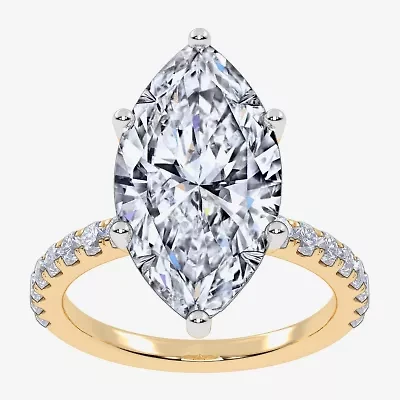 Womens 5 1/2 CT. T.W. Lab Grown White Diamond 14K Gold Marquise Side Stone Engagement Ring