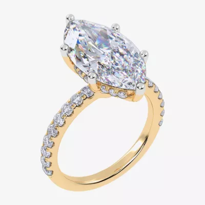 Womens 5 1/2 CT. T.W. Lab Grown White Diamond 14K Gold Marquise Side Stone Engagement Ring