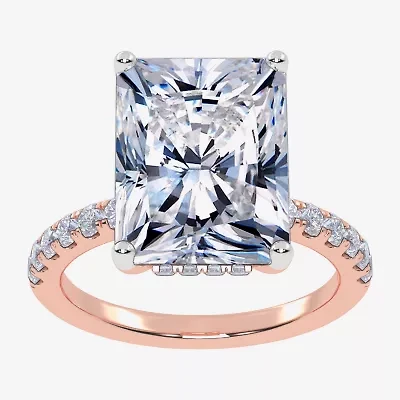 Womens 5 1/2 CT. T.W. White Diamond 14K Rose Gold Square Side Stone Engagement Ring