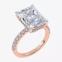 Womens 5 1/2 CT. T.W. White Diamond 14K Rose Gold Square Side Stone Engagement Ring