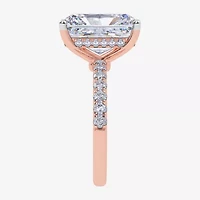 Womens 5 1/2 CT. T.W. White Diamond 14K Rose Gold Square Side Stone Engagement Ring