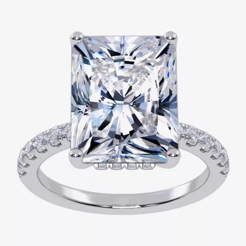 Womens 5 1/2 CT. T.W. Lab Created White Diamond 14K Gold Square Side Stone Engagement Ring