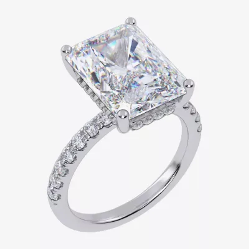 Womens 5 1/2 CT. T.W. Lab Created White Diamond 14K Gold Square Side Stone Engagement Ring