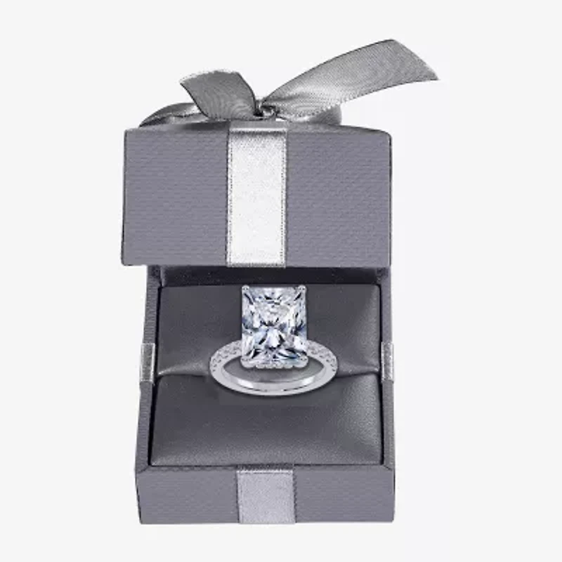Womens 5 1/2 CT. T.W. Lab Created White Diamond 14K Gold Square Side Stone Engagement Ring
