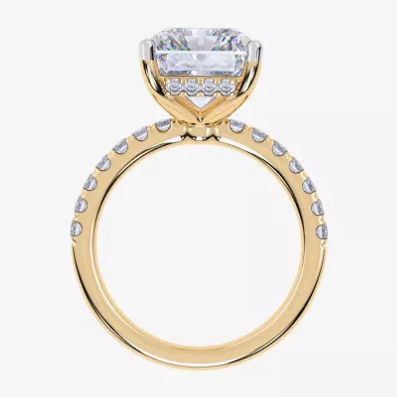 Womens 5 1/2 CT. T.W. Lab Grown White Diamond 14K Gold Square Side Stone Engagement Ring