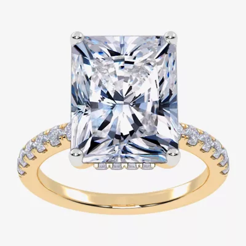 Womens 5 1/2 CT. T.W. Lab Grown White Diamond 14K Gold Square Side Stone Engagement Ring