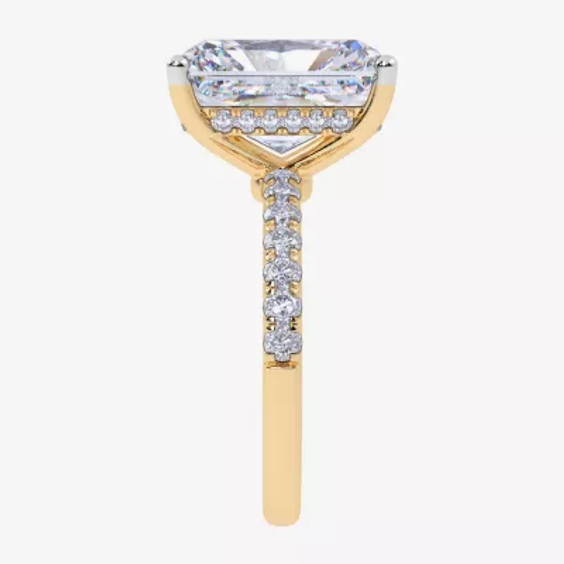 Womens 5 1/2 CT. T.W. Lab Grown White Diamond 14K Gold Square Side Stone Engagement Ring