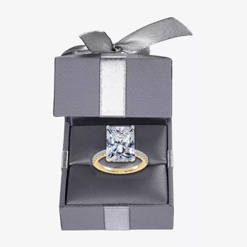 Womens 5 1/2 CT. T.W. Lab Grown White Diamond 14K Gold Square Side Stone Engagement Ring