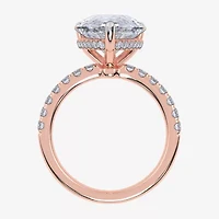 Womens 5 1/2 CT. T.W. Lab Grown White Diamond 14K Rose Gold Pear Side Stone Engagement Ring