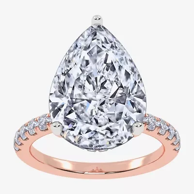 Womens 5 1/2 CT. T.W. Lab Grown White Diamond 14K Rose Gold Pear Side Stone Engagement Ring