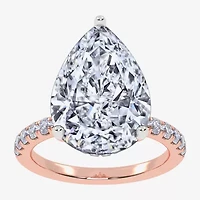 Womens 5 1/2 CT. T.W. Lab Grown White Diamond 14K Rose Gold Pear Side Stone Engagement Ring