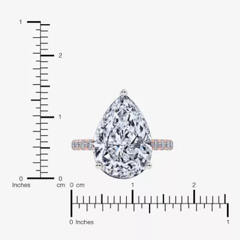 Womens 5 1/2 CT. T.W. Lab Grown White Diamond 14K Gold Pear Side Stone Engagement Ring