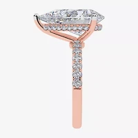 Womens 5 1/2 CT. T.W. Lab Grown White Diamond 14K Rose Gold Pear Side Stone Engagement Ring