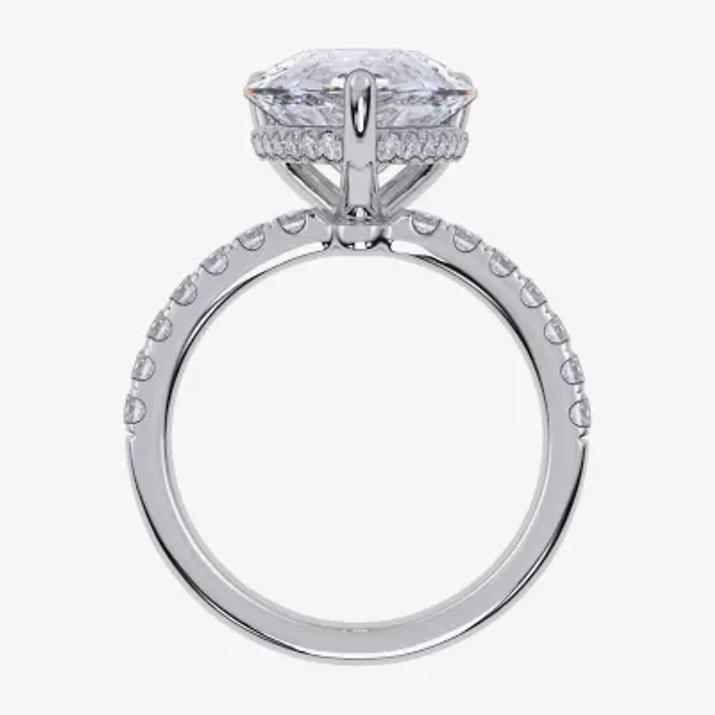 Womens 5 1/2 CT. T.W. Lab Grown White Diamond 14K Gold Pear Side Stone Engagement Ring