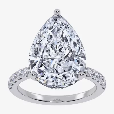 Womens 5 1/2 CT. T.W. Lab Grown White Diamond 14K Gold Pear Side Stone Engagement Ring