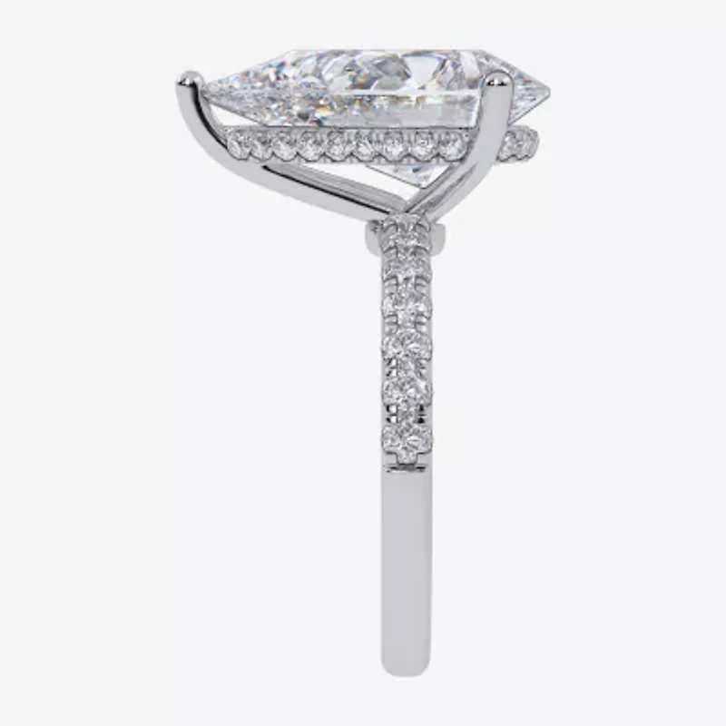 Womens 5 1/2 CT. T.W. Lab Grown White Diamond 14K Gold Pear Side Stone Engagement Ring