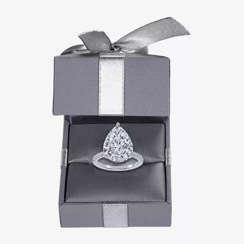 Womens 5 1/2 CT. T.W. Lab Grown White Diamond 14K Gold Pear Side Stone Engagement Ring