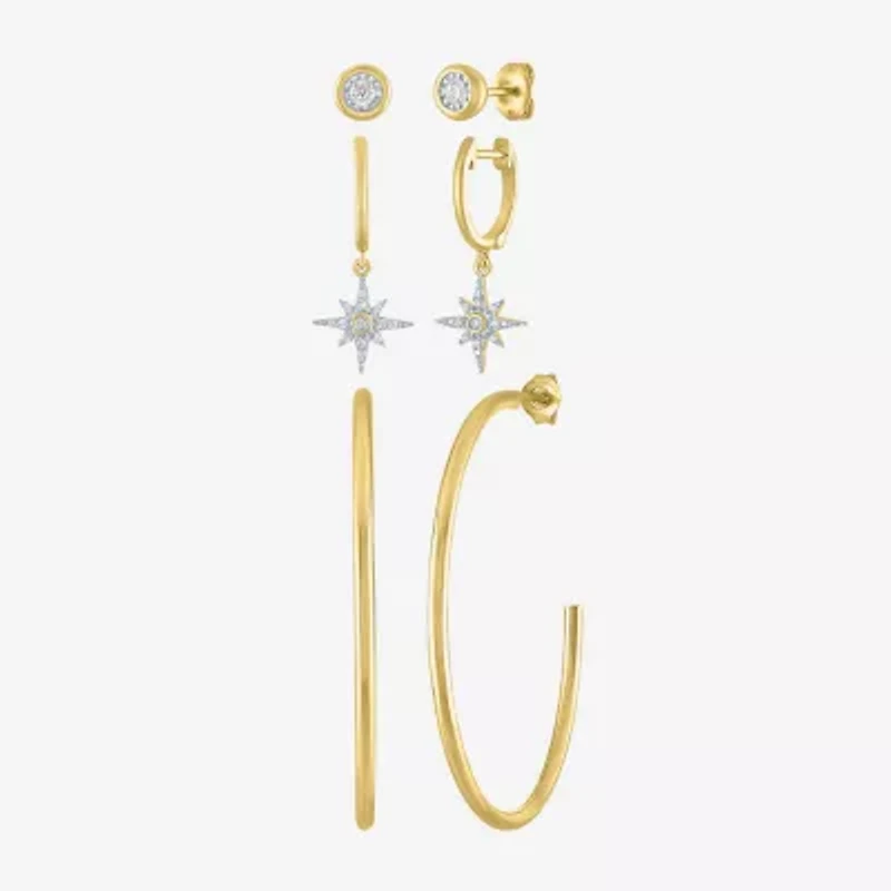 Diamond Addiction North Star (G-H / Si2-I1) Womens 1/7 CT. T.W. Lab Grown White Diamond 14K Gold Over Silver Sterling Silver Star Earring Set