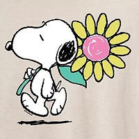 Womens Scoop Neck Short Sleeve Oversized Peanuts Snoopy Juniors Graphic T-Shirt