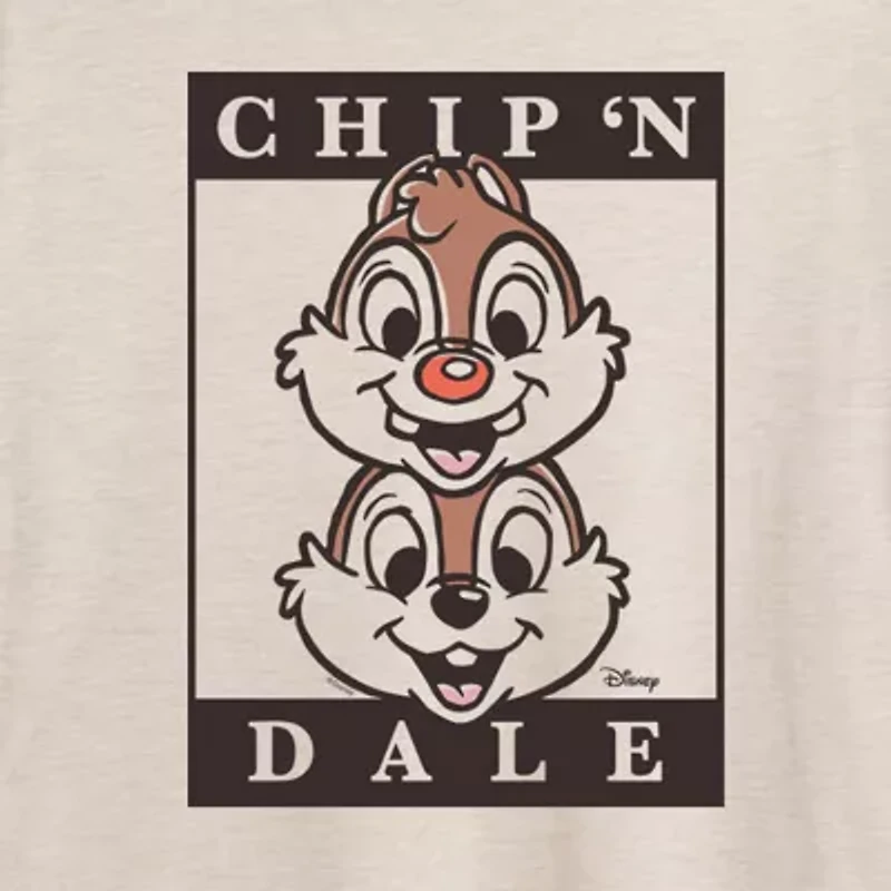 Disney Chip N Dale Tee Womens Crew Neck Short Sleeve Oversized Juniors Graphic T-Shirt