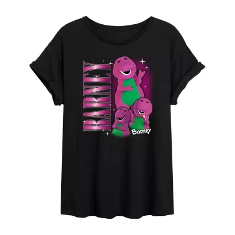 Barney Tee Womens Crew Neck Short Sleeve Oversized Juniors Graphic T-Shirt