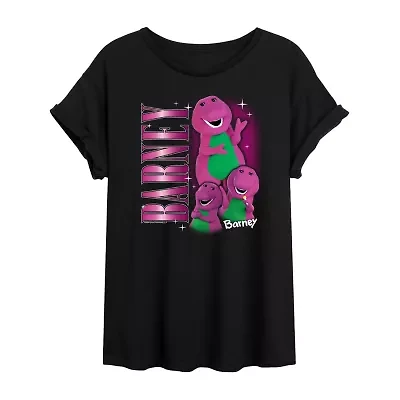 Barney Tee Womens Crew Neck Short Sleeve Oversized Juniors Graphic T-Shirt