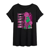 Barney Tee Womens Crew Neck Short Sleeve Oversized Juniors Graphic T-Shirt