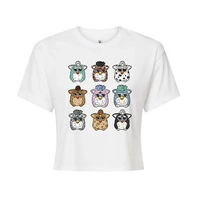 Furby Cropped Tee Womens Crew Neck Short Sleeve Regular Fit Juniors Graphic T-Shirt