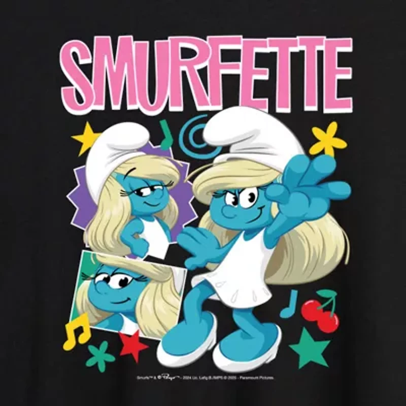 Smurfette Tee Womens Crew Neck Short Sleeve Oversized Smurfs Juniors Graphic T-Shirt