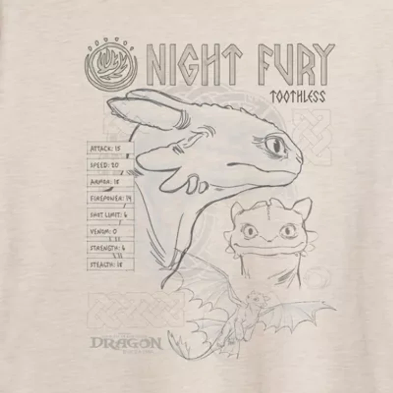 How To Train Your Dragon Sketch Tee Womens Crew Neck Short Sleeve Oversized Juniors Graphic T-Shirt