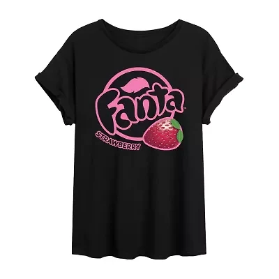 Strawberry Fanta Tee Womens Crew Neck Short Sleeve Oversized Juniors Graphic T-Shirt