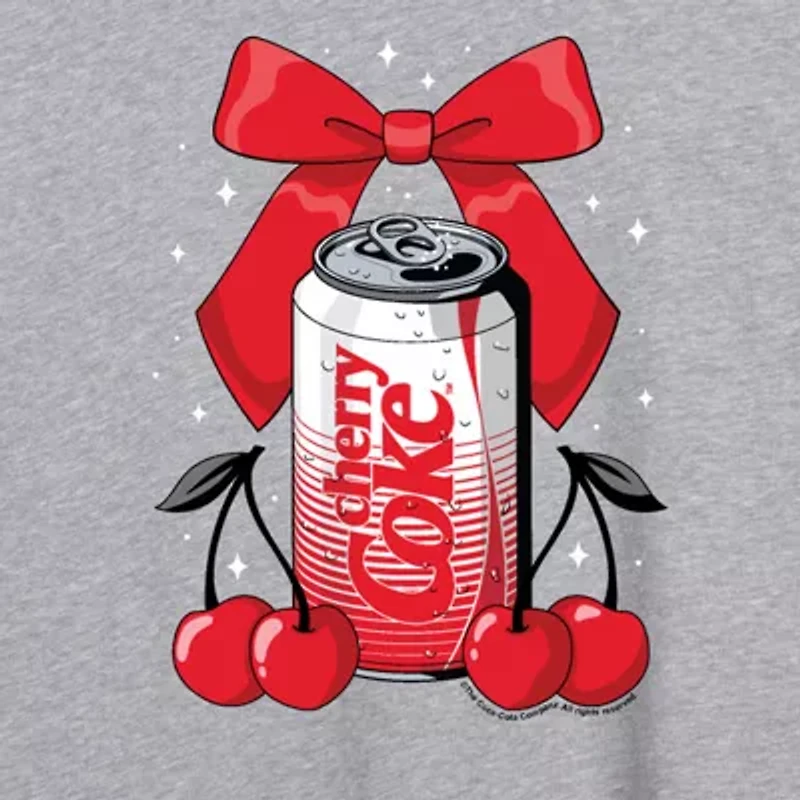 Bow Cherry Coke Tee Womens Crew Neck Short Sleeve Oversized Juniors Graphic T-Shirt