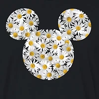 Disney Sunflower Mickey Cropped Tee Womens Crew Neck Short Sleeve Regular Fit and Friends Mouse Juniors Graphic T-Shirt