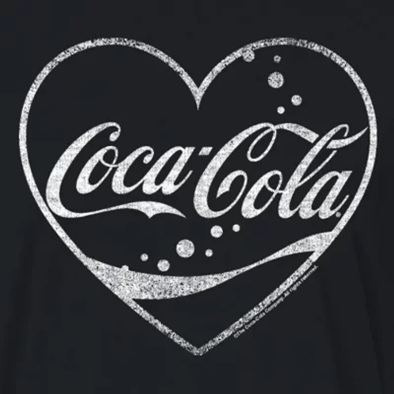 Coca-Cola Heart Cropped Tee Womens Crew Neck Short Sleeve Regular Fit Juniors Graphic T-Shirt