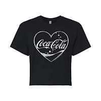 Coca-Cola Heart Cropped Tee Womens Crew Neck Short Sleeve Regular Fit Juniors Graphic T-Shirt