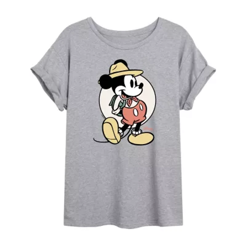 Disney Wildreness Mickey Tee Womens Crew Neck Short Sleeve Oversized and Friends Mouse Juniors Graphic T-Shirt