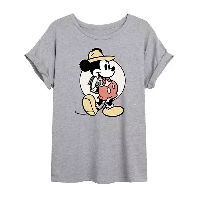 Disney Wildreness Mickey Tee Womens Crew Neck Short Sleeve Oversized and Friends Mouse Juniors Graphic T-Shirt