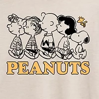 Womens Juniors Crew Neck Short Sleeve Oversized Peanuts Graphic T-Shirt