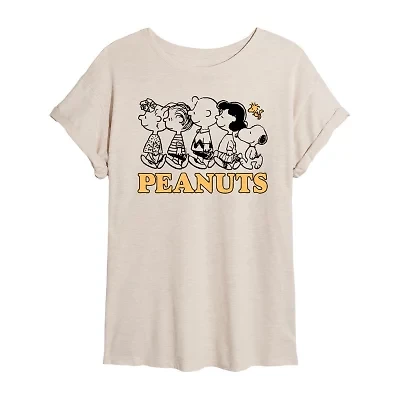 Peanuts Crew Tee Womens Neck Short Sleeve Oversized Juniors Graphic T-Shirt