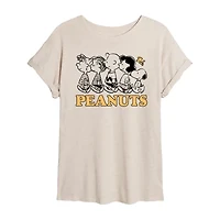 Peanuts Crew Tee Womens Neck Short Sleeve Oversized Juniors Graphic T-Shirt